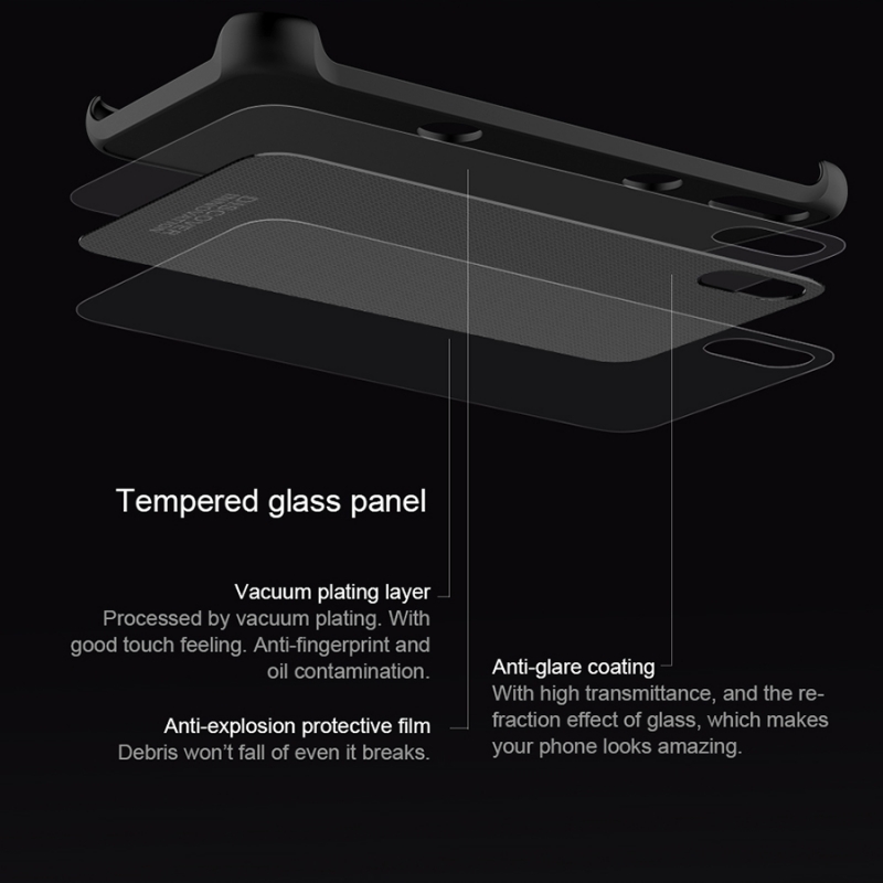 Ốp Lưng iPhone X Hiệu Nillkin Tempered Magnet làm từ nhựa cao cấp thiết kế họa tiết kẽ ô, phần nắp lưng được làm bằng dạng kính cường lực cố định thân máy bằng 4 gốc cạnh chắc chắn vô cùng sang trọng và đẳng cấp.